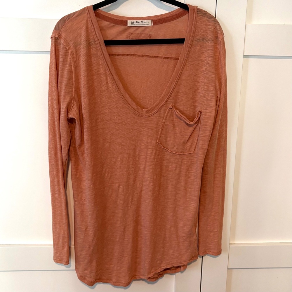 We the Free Women's Dusty Orange Long Sleeve T-Shirt in Size M - Picture 1 of 14